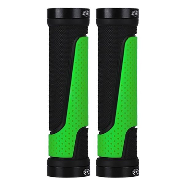 1pair BG-0404 Bicycle Rubber Handle Cover The Mountain Bike Bilateral Lock Dead Anti-Slip Handle Cover (Green)