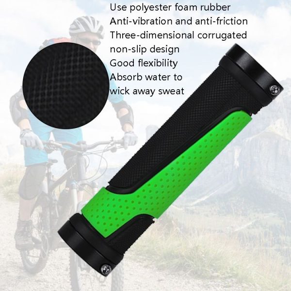 1pair BG-0404 Bicycle Rubber Handle Cover The Mountain Bike Bilateral Lock Dead Anti-Slip Handle Cover (Green) - Image 6
