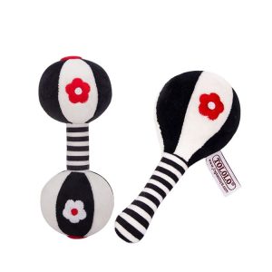 TOLOLO 1 Pair Baby Vision Training Early Educational Toy Newborn Chasing Black And White Sand Hammer Dumbbell Baby Rattle ( T168263-2)