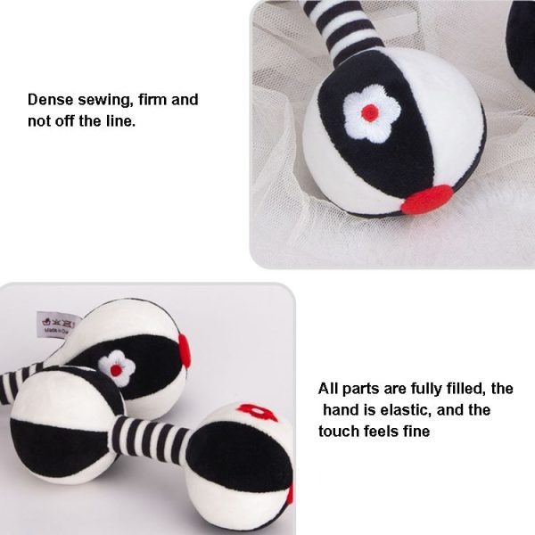 TOLOLO 1 Pair Baby Vision Training Early Educational Toy Newborn Chasing Black And White Sand Hammer Dumbbell Baby Rattle ( T168263-2) - Image 6