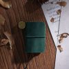Ultra-Small Mini TN Hand Account Book Leather Notebook Portable Travel Diary (Crazy Horse Skin Ink Green)