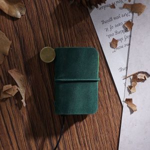 Ultra-Small Mini TN Hand Account Book Leather Notebook Portable Travel Diary (Crazy Horse Skin Ink Green)