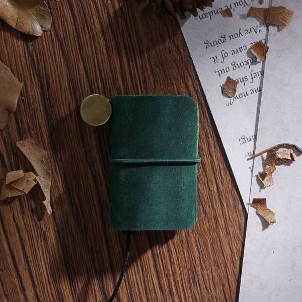 Ultra-Small Mini TN Hand Account Book Leather Notebook Portable Travel Diary (Crazy Horse Skin Ink Green)