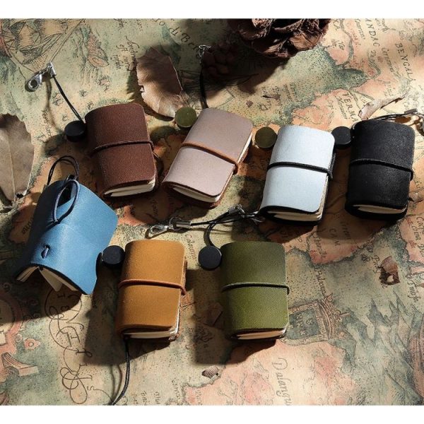 Ultra-Small Mini TN Hand Account Book Leather Notebook Portable Travel Diary (Crazy Horse Skin Ink Green) - Image 2