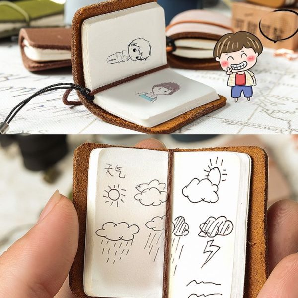 Ultra-Small Mini TN Hand Account Book Leather Notebook Portable Travel Diary (Crazy Horse Skin Ink Green) - Image 3