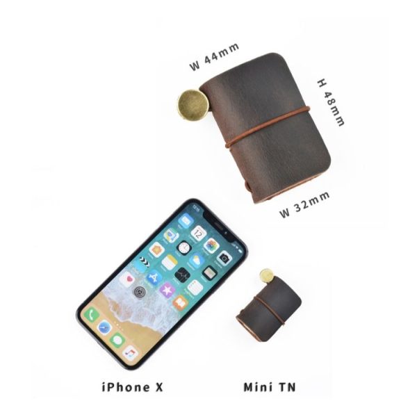Ultra-Small Mini TN Hand Account Book Leather Notebook Portable Travel Diary (Crazy Horse Skin Ink Green) - Image 5