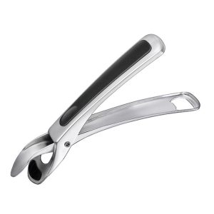 Kitchen 304 Stainless Steel Inlaid Rubber Non-Slip Anti-Scald Dish Holder And Tray Lifter (Black)