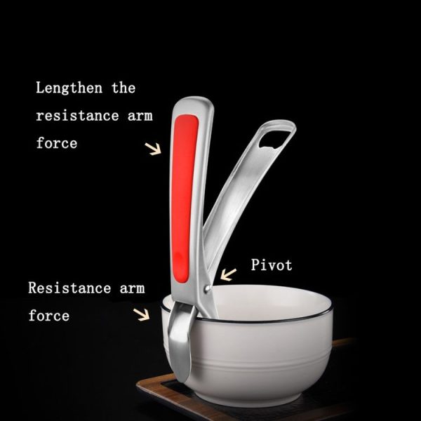 Kitchen 304 Stainless Steel Inlaid Rubber Non-Slip Anti-Scald Dish Holder And Tray Lifter (Black) - Image 4