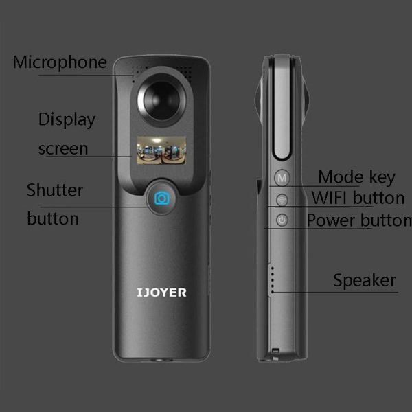 IJOYER ZD-A3 4K 220 Degree Dual Eye Fish Lens Video Camera 360-Degree WiFi Real-Time Shooting Pocket VR Video Sport Action Panoramic Camera (Silver Gray) - Image 4