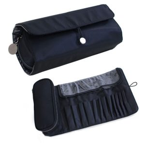 Cosmetic Bag Cosmetic Brush Storage Bag Multifunctional Folding Beauty Makeup Kit (Black)