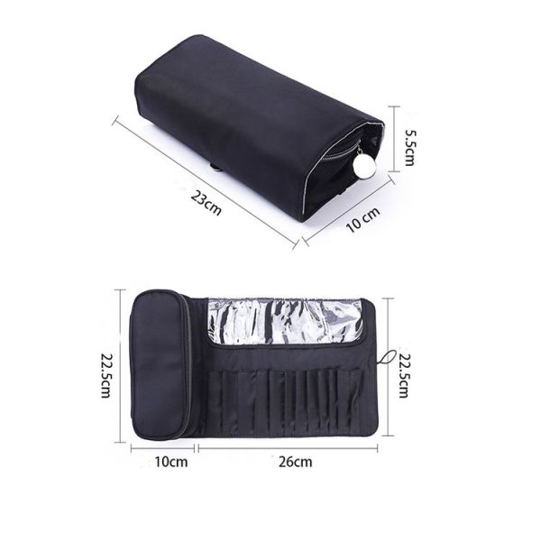 Cosmetic Bag Cosmetic Brush Storage Bag Multifunctional Folding Beauty Makeup Kit (Black) - Image 3
