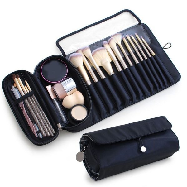 Cosmetic Bag Cosmetic Brush Storage Bag Multifunctional Folding Beauty Makeup Kit (Black) - Image 4