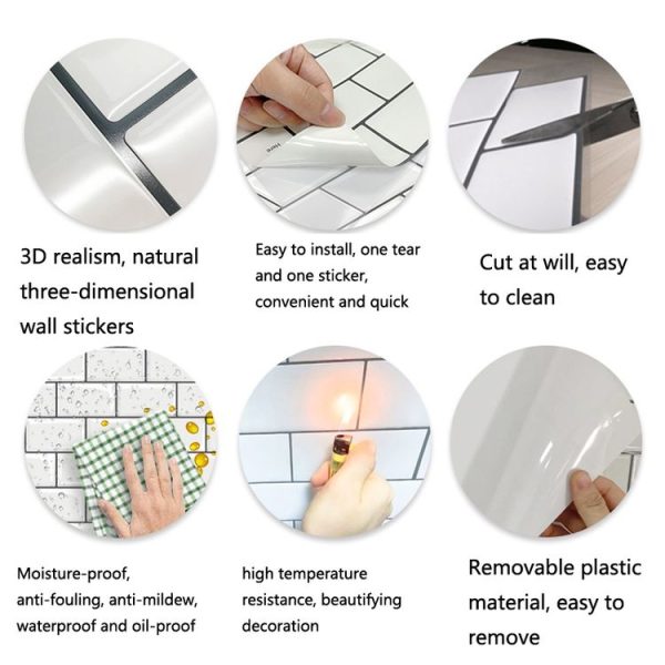 3D Crystal Epoxy Self-Adhesive Wall Sticker Bathroom Simulation Tile Sticker (MT1010) - Image 3