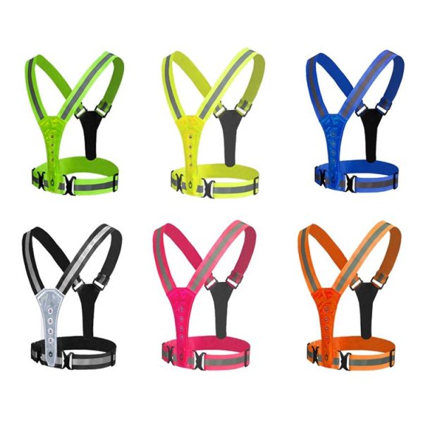 LED Reflective Vest High Stretch Outdoor Reflective Vest Traffic Safety Reflective Clothing (Yellow) - Image 2