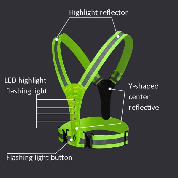 LED Reflective Vest High Stretch Outdoor Reflective Vest Traffic Safety Reflective Clothing (Yellow) - Image 3