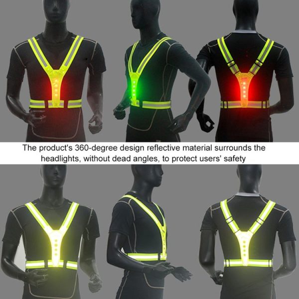 LED Reflective Vest High Stretch Outdoor Reflective Vest Traffic Safety Reflective Clothing (Yellow) - Image 7