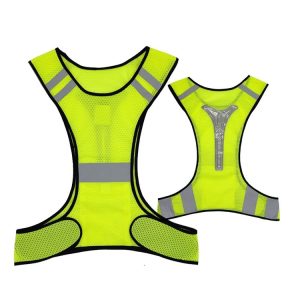 Sports Reflective Vest Night Running Outdoor Reflective Clothing Traffic Safety Reflective Vest, Style: With Led (Fluorescent Yellow)