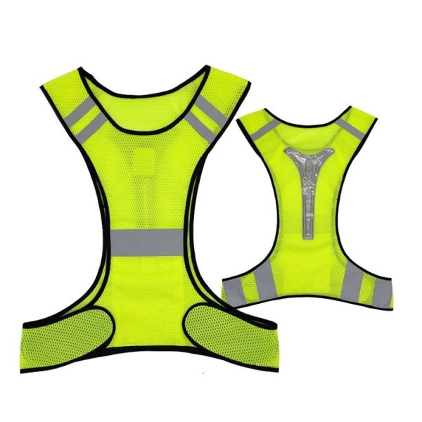 Sports Reflective Vest Night Running Outdoor Reflective Clothing Traffic Safety Reflective Vest, Style: With Led (Fluorescent Yellow)