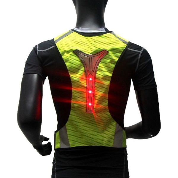 Sports Reflective Vest Night Running Outdoor Reflective Clothing Traffic Safety Reflective Vest, Style: With Led (Fluorescent Yellow) - Image 3