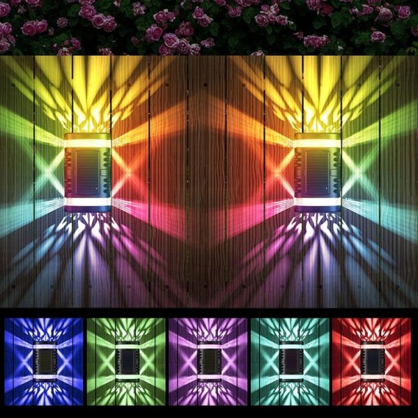 HP-2106 80LM 2 LED Outdoor Solar Automatic Light Sensor Wall Light Garden LED Wall Light (Colorful Light) - Image 7
