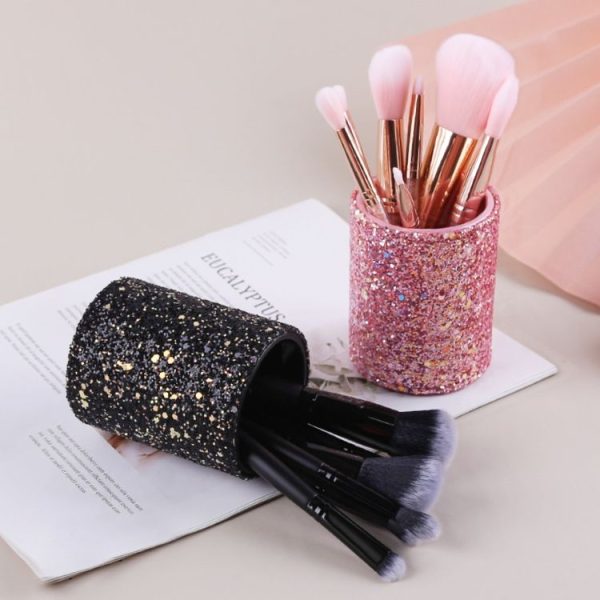 ZOREYA Makeup Tool Storage Box Makeup Brush Dustproof Storage Bucket (Pink) - Image 2