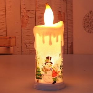 Christmas Decoration Night Light LED Simulation Flame Candle Light (B-Snowman)