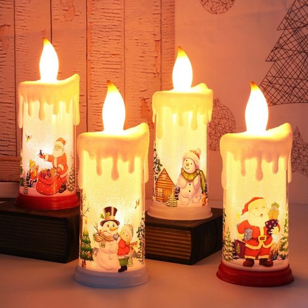 Christmas Decoration Night Light LED Simulation Flame Candle Light (B-Snowman) - Image 5