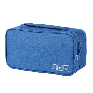 Bra Underwear Drawer Organizers Travel Storage Dividers Socks Briefs Cloth Case Clothing Wardrobe Box Bag (Blue)