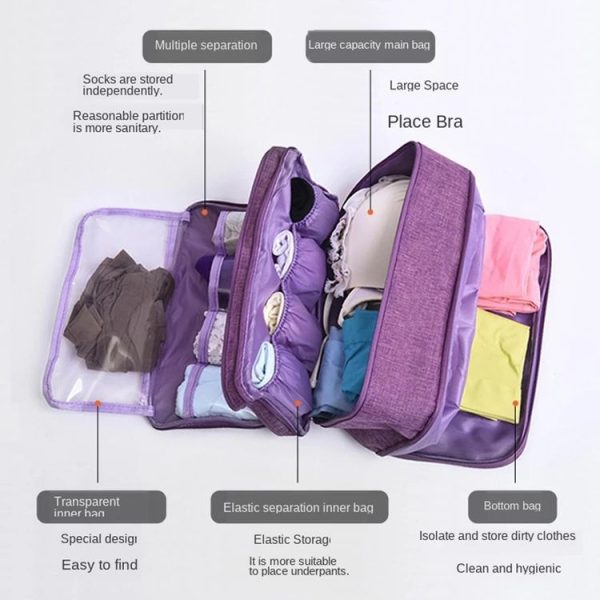 Bra Underwear Drawer Organizers Travel Storage Dividers Socks Briefs Cloth Case Clothing Wardrobe Box Bag (Blue) - Image 5