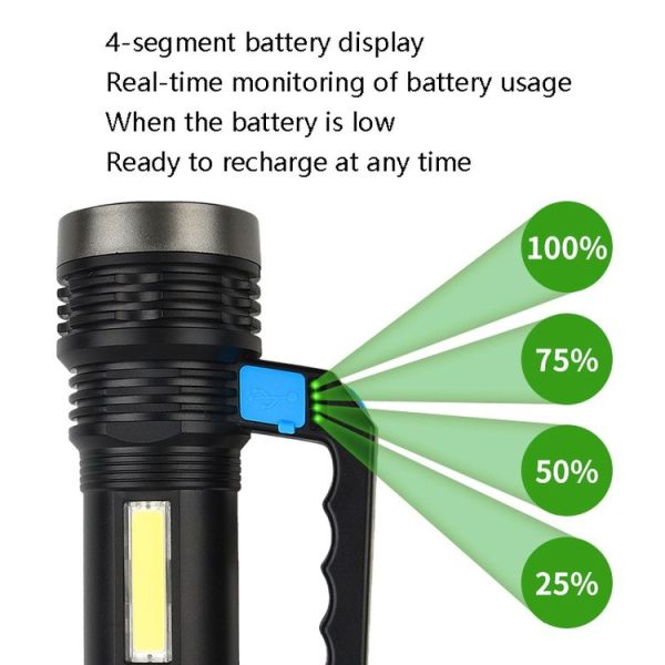 TG-TZ01601 20W Outdoor Search Lights Household Strong Light Flashlight Rechargeable Portable Lamp (With Charged Display) - Image 6