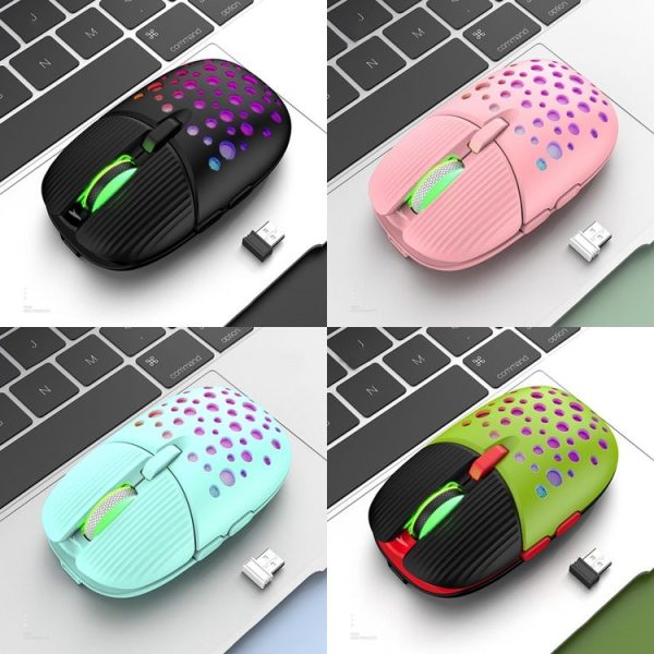 K-Snake BM900 6 Keys 2.4G Wireless Charging Beetle Mouse Glowing Gaming Mouse (Black Green) - Image 2