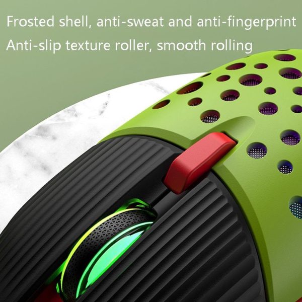 K-Snake BM900 6 Keys 2.4G Wireless Charging Beetle Mouse Glowing Gaming Mouse (Black Green) - Image 5