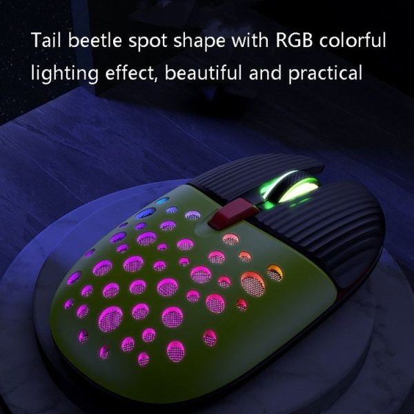 K-Snake BM900 6 Keys 2.4G Wireless Charging Beetle Mouse Glowing Gaming Mouse (Black Green) - Image 6
