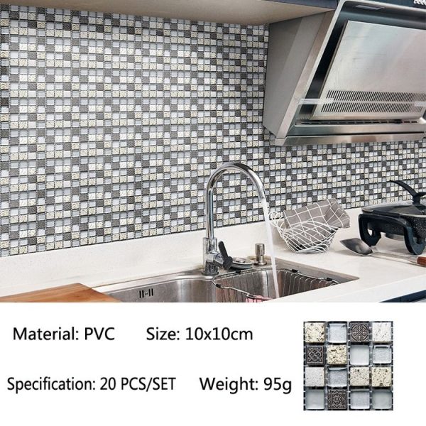 20 PCS / Set 3D Wall Stickers Bathroom Kitchen Waterproof And Oil-Proof Self-Adhesive Wallpaper Tile Stickers (MSK-011) - Image 2