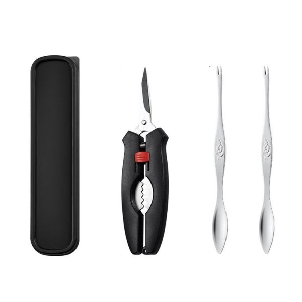 Crab Tool 304 Stainless Steel Crab Fork Crab Scissors Crab Needle, Style: 2 Fork 1 Knife 1 Box