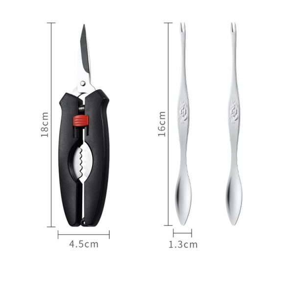 Crab Tool 304 Stainless Steel Crab Fork Crab Scissors Crab Needle, Style: 2 Fork 1 Knife 1 Box - Image 2