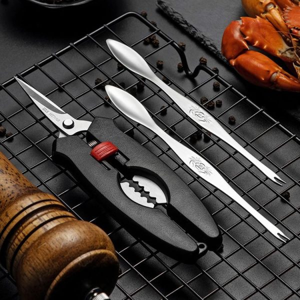 Crab Tool 304 Stainless Steel Crab Fork Crab Scissors Crab Needle, Style: 2 Fork 1 Knife 1 Box - Image 4