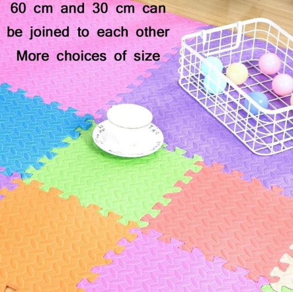 Household Stitching Leaf Pattern Thick Foam Crawling Mat, Size: 60x2.5cm (Green) - Image 5