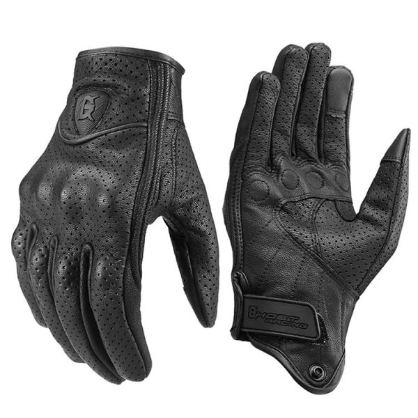 GHOST RACING GR-ST06 Breathable Touch Screen Motorcycle Riding Leather Gloves Anti-Fall Locomotive Gloves, Size: XXL (Black)