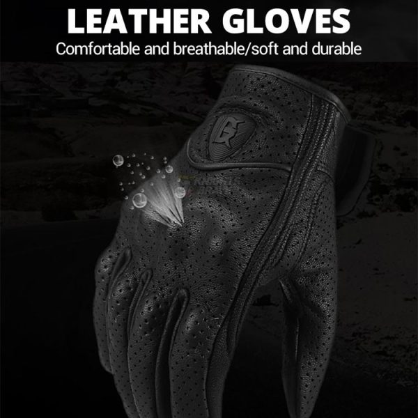 GHOST RACING GR-ST06 Breathable Touch Screen Motorcycle Riding Leather Gloves Anti-Fall Locomotive Gloves, Size: XXL (Black) - Image 3