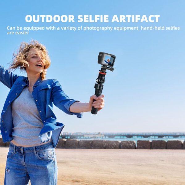 RCSTQ Action Camera Extension Pole Tripod Selfie Stick for GoPro Hero11 Black / HERO10 Black / HERO9 Black / HERO8 / HERO7 / 6 / 5 / 5 Session / 4 Session / 4 / 3+ / 3 / 2 / 1, Insta360 ONE R, DJI Osmo Action and Other Action Cameras (Black) - Image 7