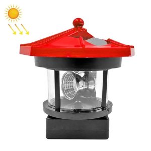 Outdoor Waterproof LED Solar Rotating Lighthouse Garden Decoration Induction Landscape Light (Red)
