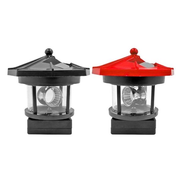 Outdoor Waterproof LED Solar Rotating Lighthouse Garden Decoration Induction Landscape Light (Red) - Image 2
