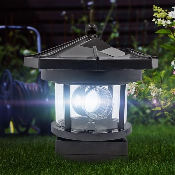 Outdoor Waterproof LED Solar Rotating Lighthouse Garden Decoration Induction Landscape Light (Red) - Image 6