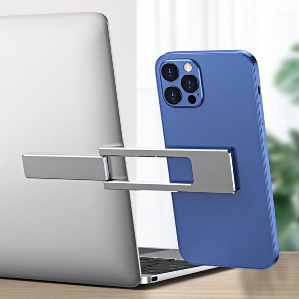 Notebook Back Sticker Extension Bracket Portable Folding Magnetic Mobile Phone Holder (Silver) - Image 4