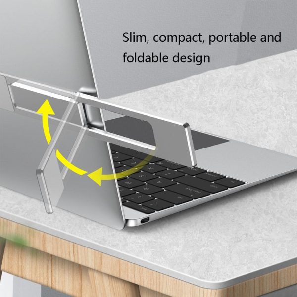 Notebook Back Sticker Extension Bracket Portable Folding Magnetic Mobile Phone Holder (Silver) - Image 5