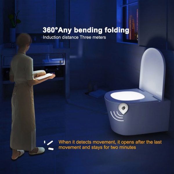 1705 Toilet Light Human Body Induction Night Light LED Toilet Night Light (8 Color) - Image 6