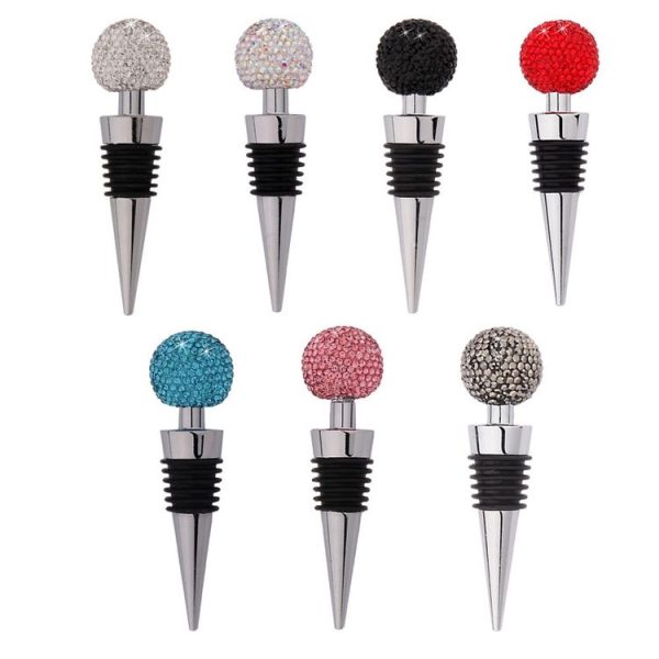 Crystal Ball Red Wine Stopper Diamond Zinc Alloy Metal Sealed Wine Cork (White) - Image 2