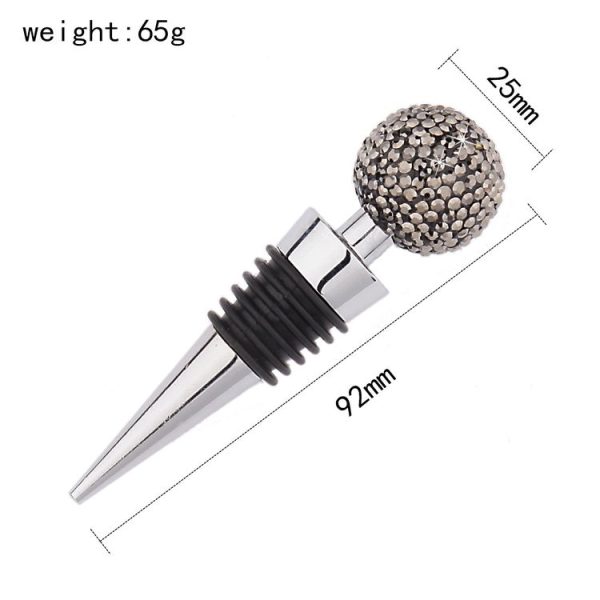 Crystal Ball Red Wine Stopper Diamond Zinc Alloy Metal Sealed Wine Cork (White) - Image 3