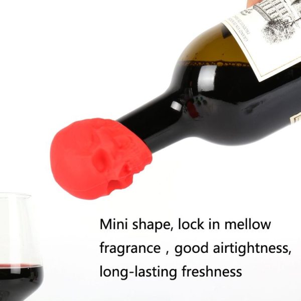 Skull Silicone Leak-Proof Fresh-Keeping Wine Stopper (Wine Red) - Image 4